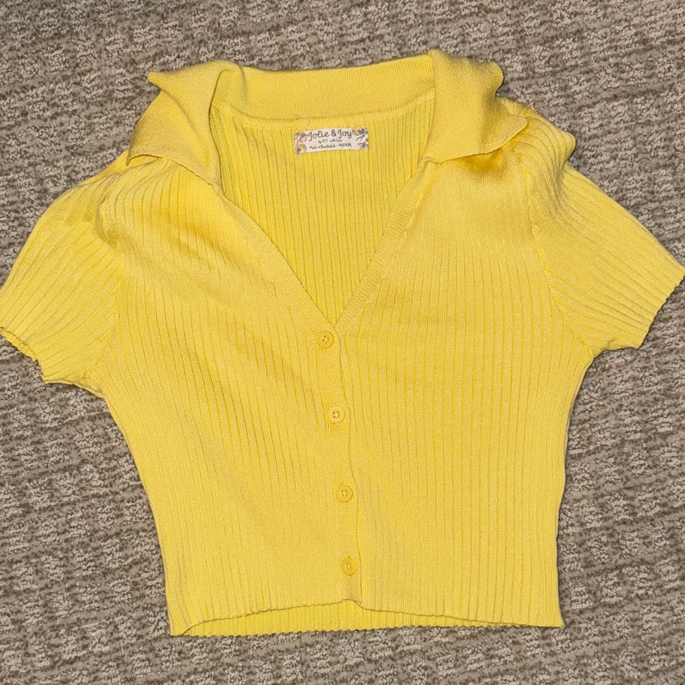 Yellow Ribbed Crop Top